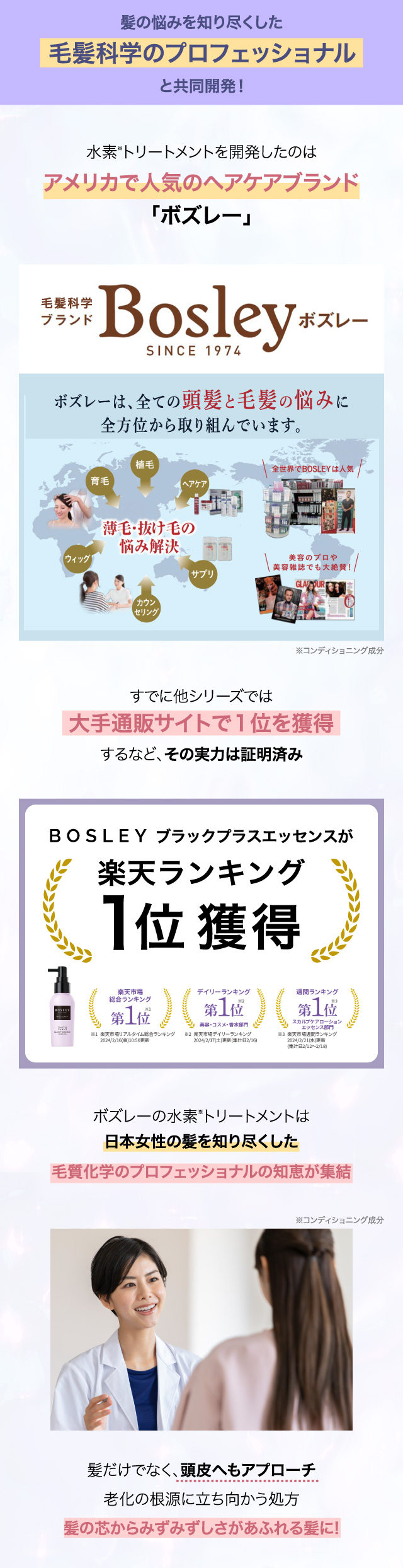※個人の感想です 髪の悩みを知り尽くした毛髪科学のプロフェッショナルと共同開発！